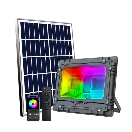 Controllo APP intelligente RGB che cambia colore Luce esterna Proiettori per esterni Dal tramonto all'alba Luce di inondazione solare a LED di sicurezza per energia solare
